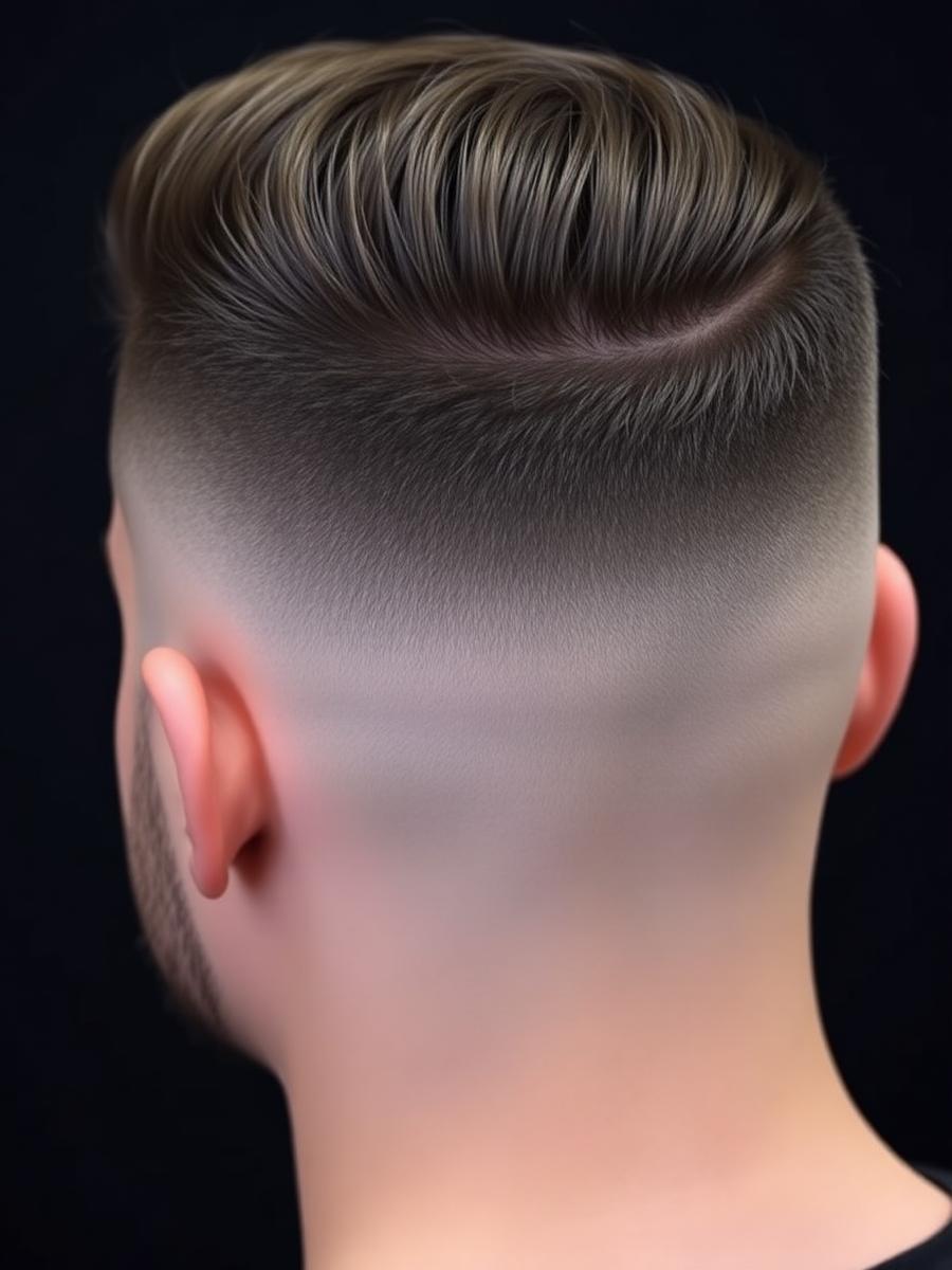 Carved line detail in a fresh taper haircut